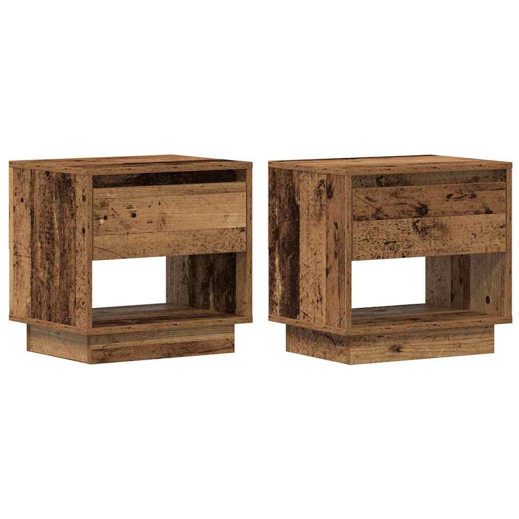 Naktinis staliukas su stalčių 2 pcs Senas medis 45 x 34 x 44 cm