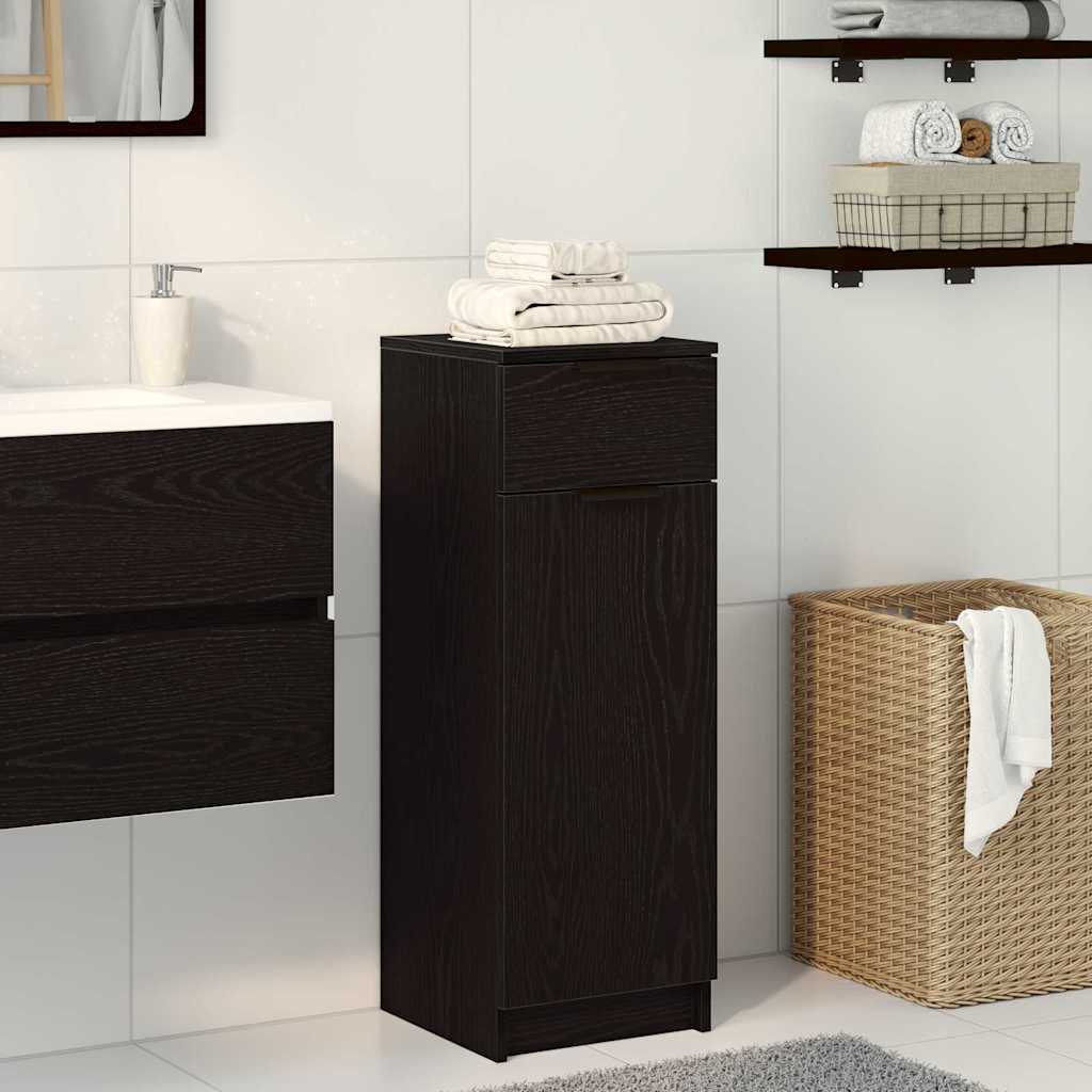 Black oak bathroom cabinet 32 x 34 x 90 cm Engineered wood