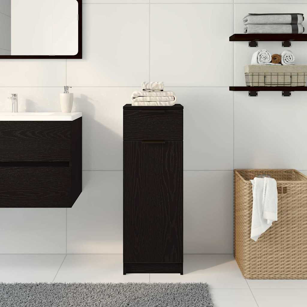 Black oak bathroom cabinet 32 x 34 x 90 cm Engineered wood