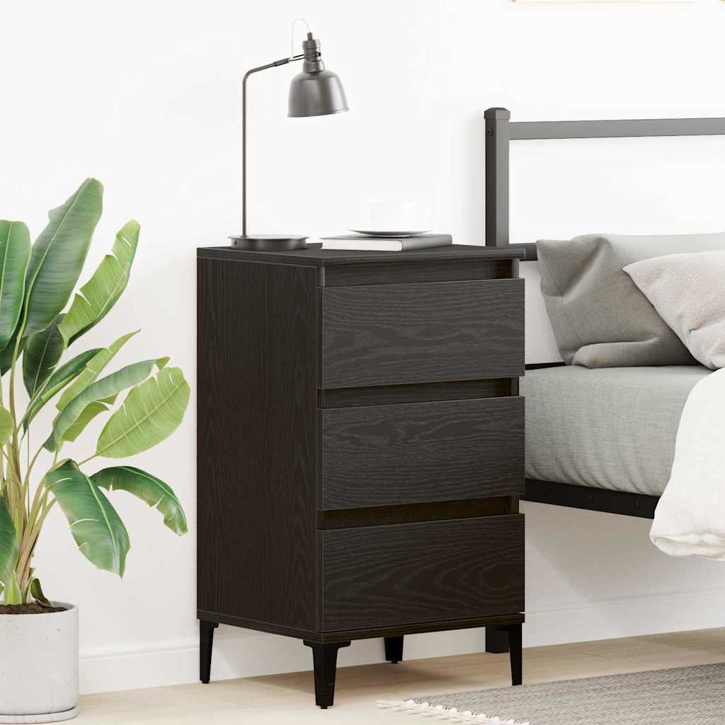 Bedside cabinet with a drawer Black oak 40 x 35 x 70 cm