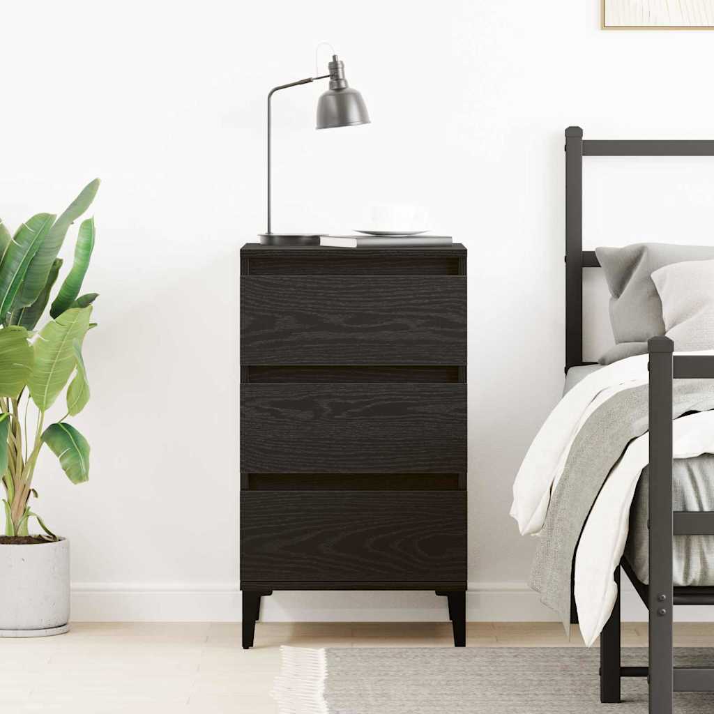 Bedside cabinet with a drawer Black oak 40 x 35 x 70 cm