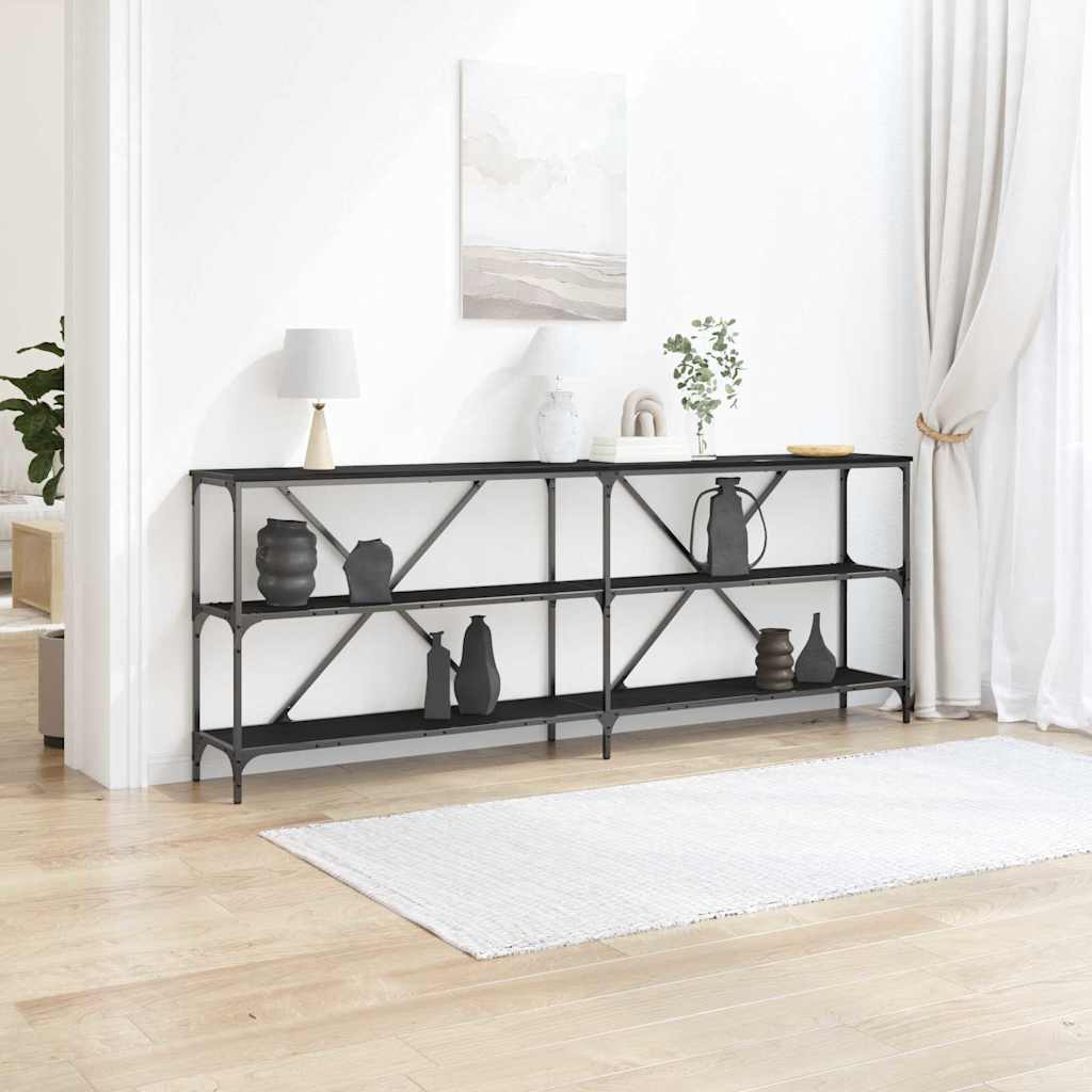 Console table with shelf Other black oak 200 x 30 x 75 cm