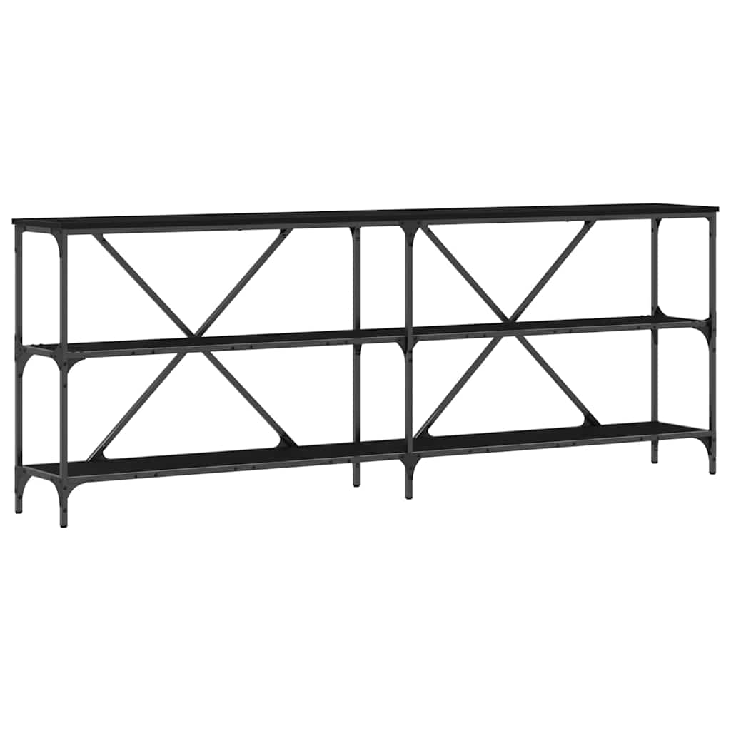 Console table with shelf Other black oak 200 x 30 x 75 cm