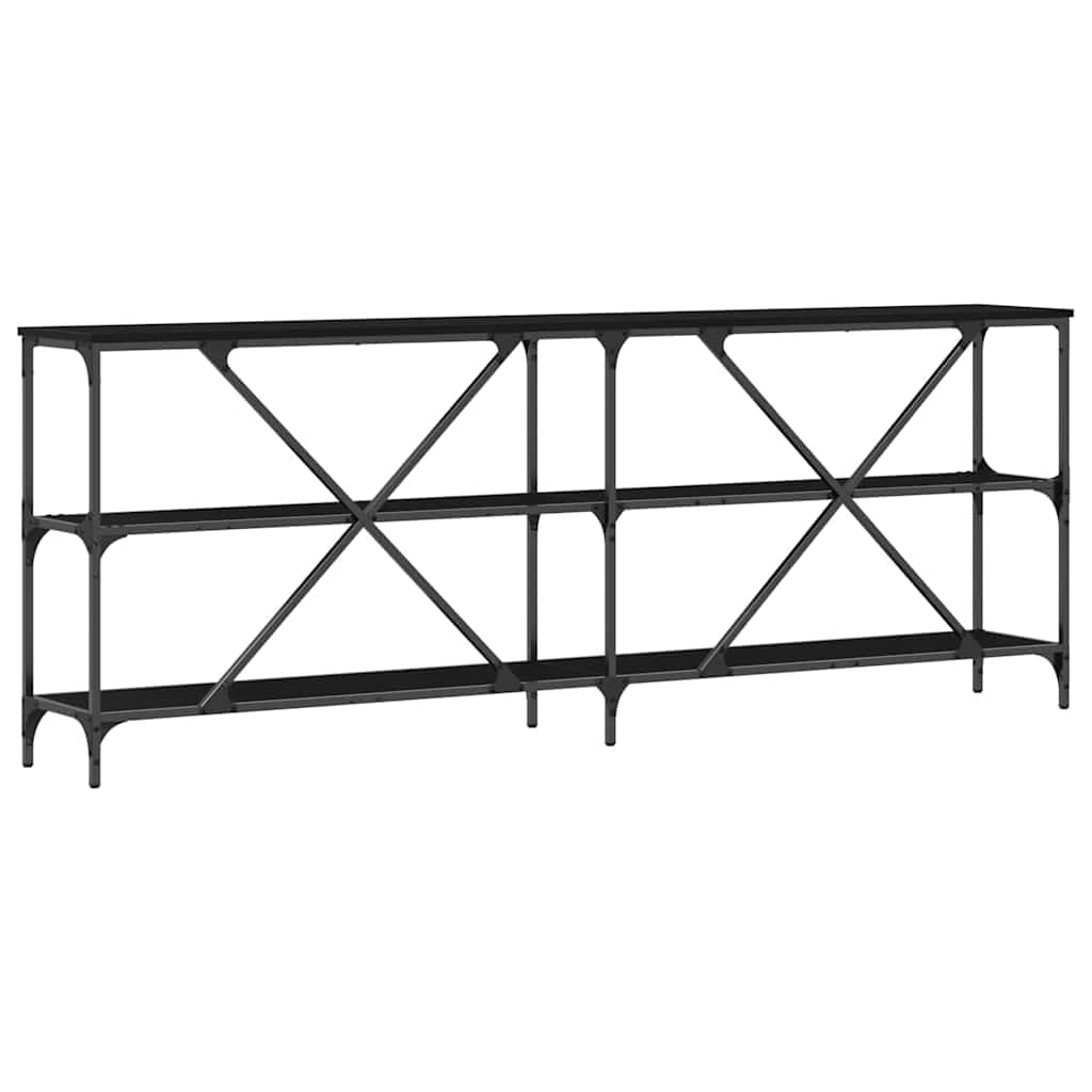 Console table with shelf Other black oak 200 x 30 x 75 cm