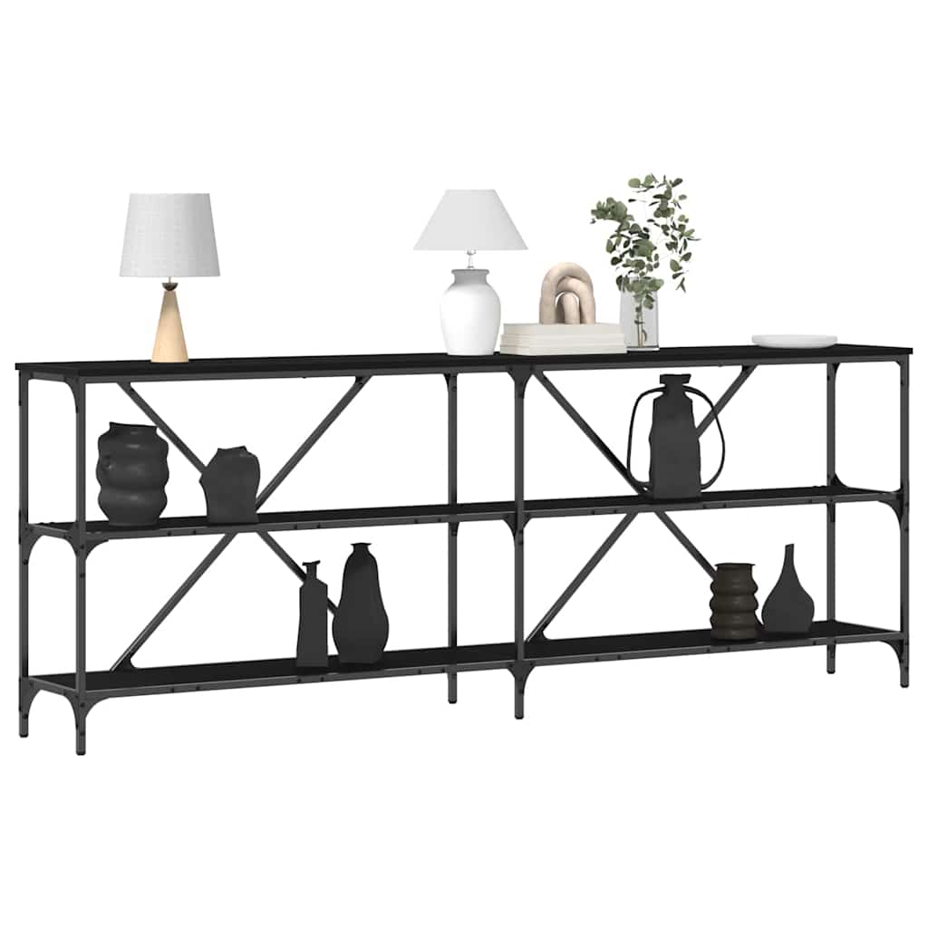 Console table with shelf Other black oak 200 x 30 x 75 cm
