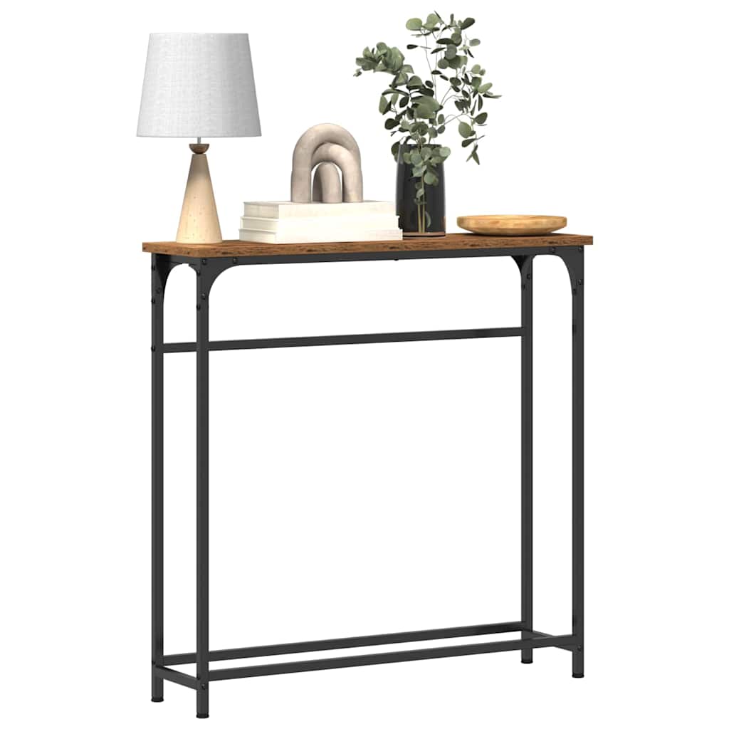 Console Table with Shelf Antique Wood 75 x 19.5 x 75 cm