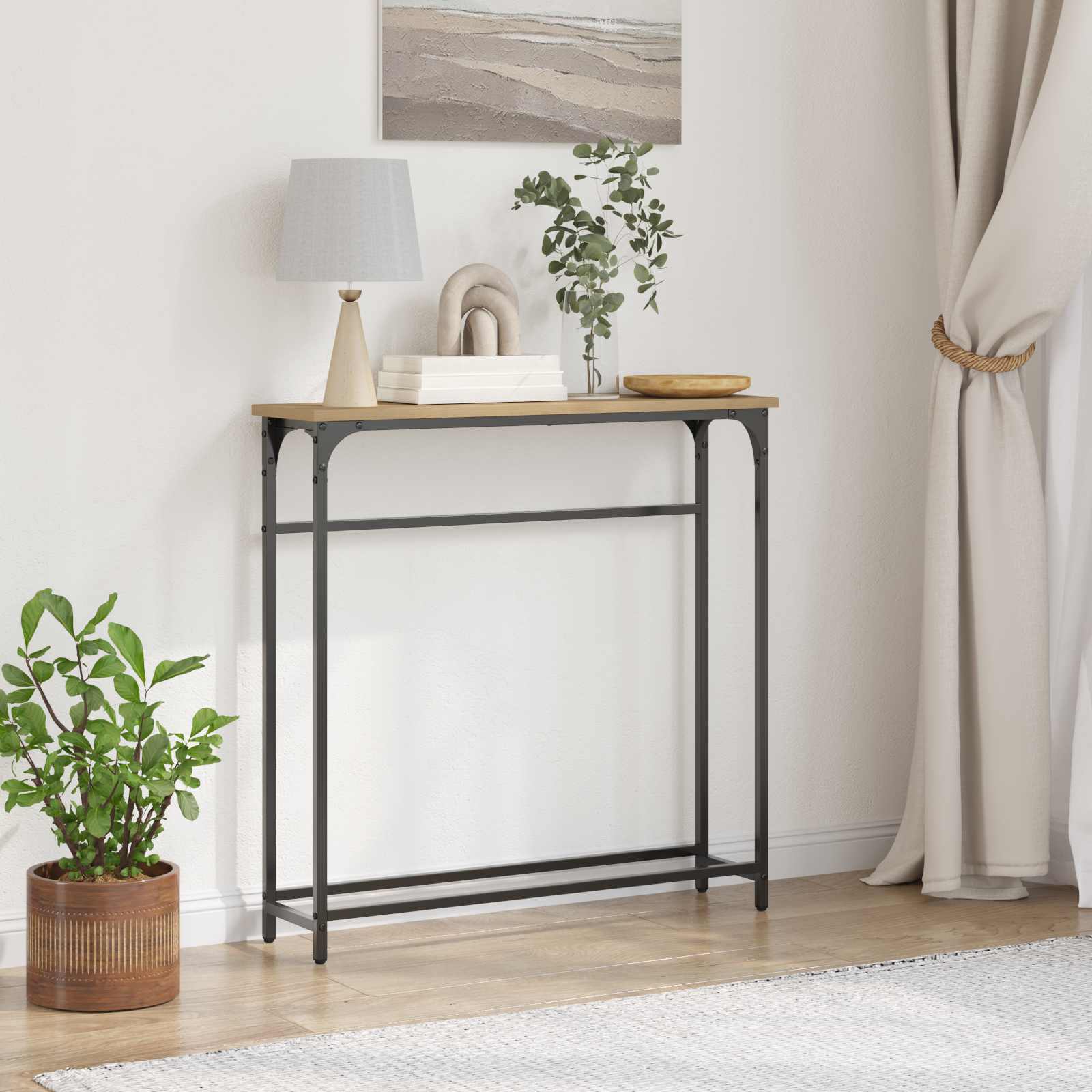 Console Table with Shelf Artisan Oak 75x19.5x75 cm