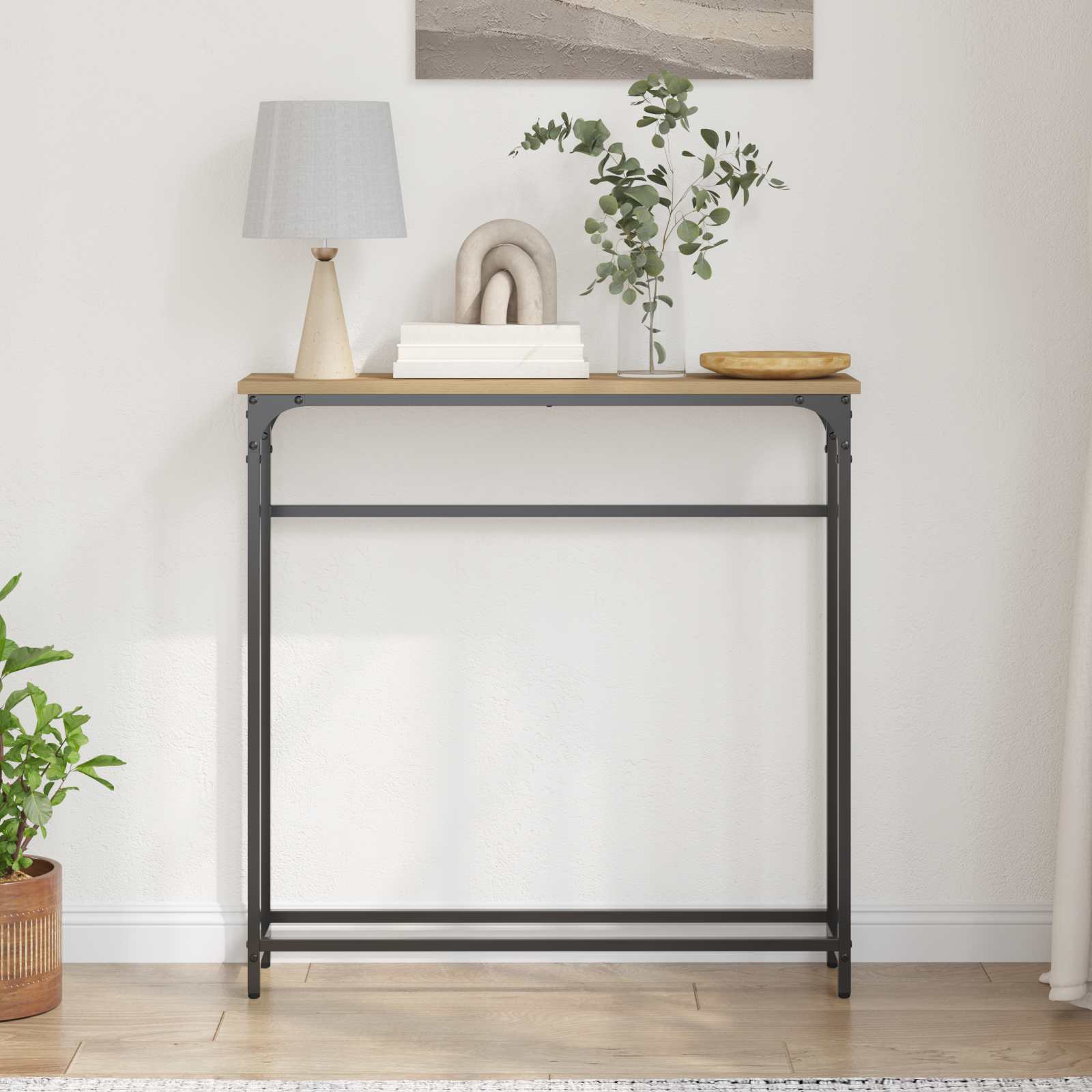 Console Table with Shelf Artisan Oak 75x19.5x75 cm