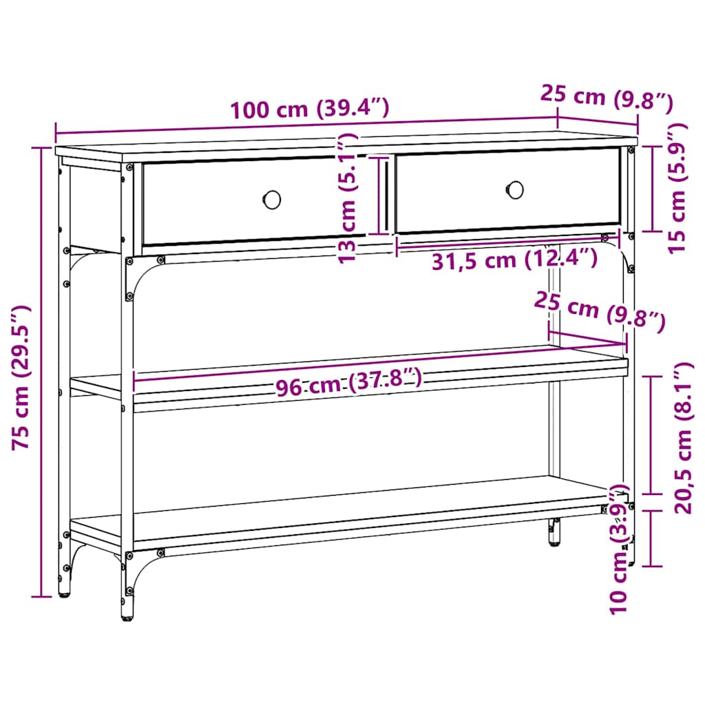 Konsoles galds Amatnieku ozols 100 x 25 x 75 cm