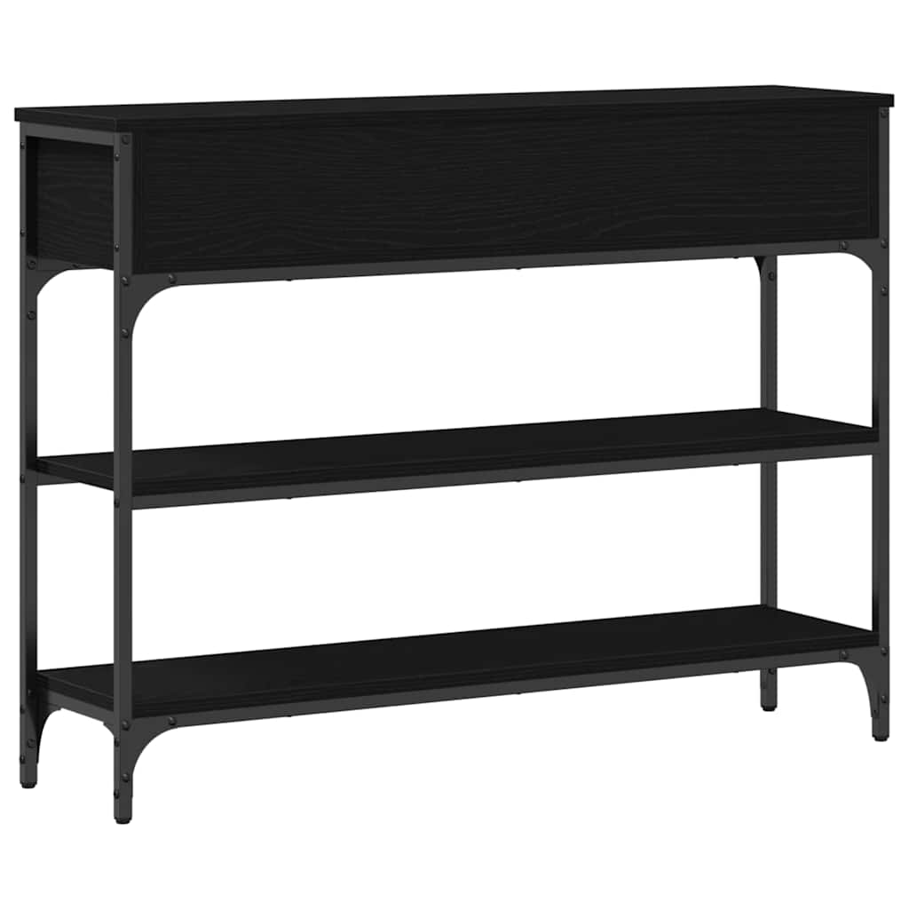 Konsoles galds ar atvilktni, melns ozols, 100 x 25 x 75 cm