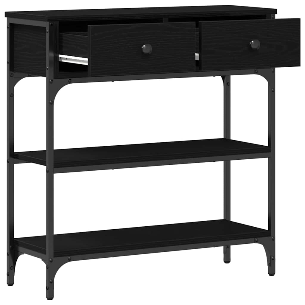 Konsoles galds ar atvilktnēm melns ozols 72,5 x 25 x 75 cm