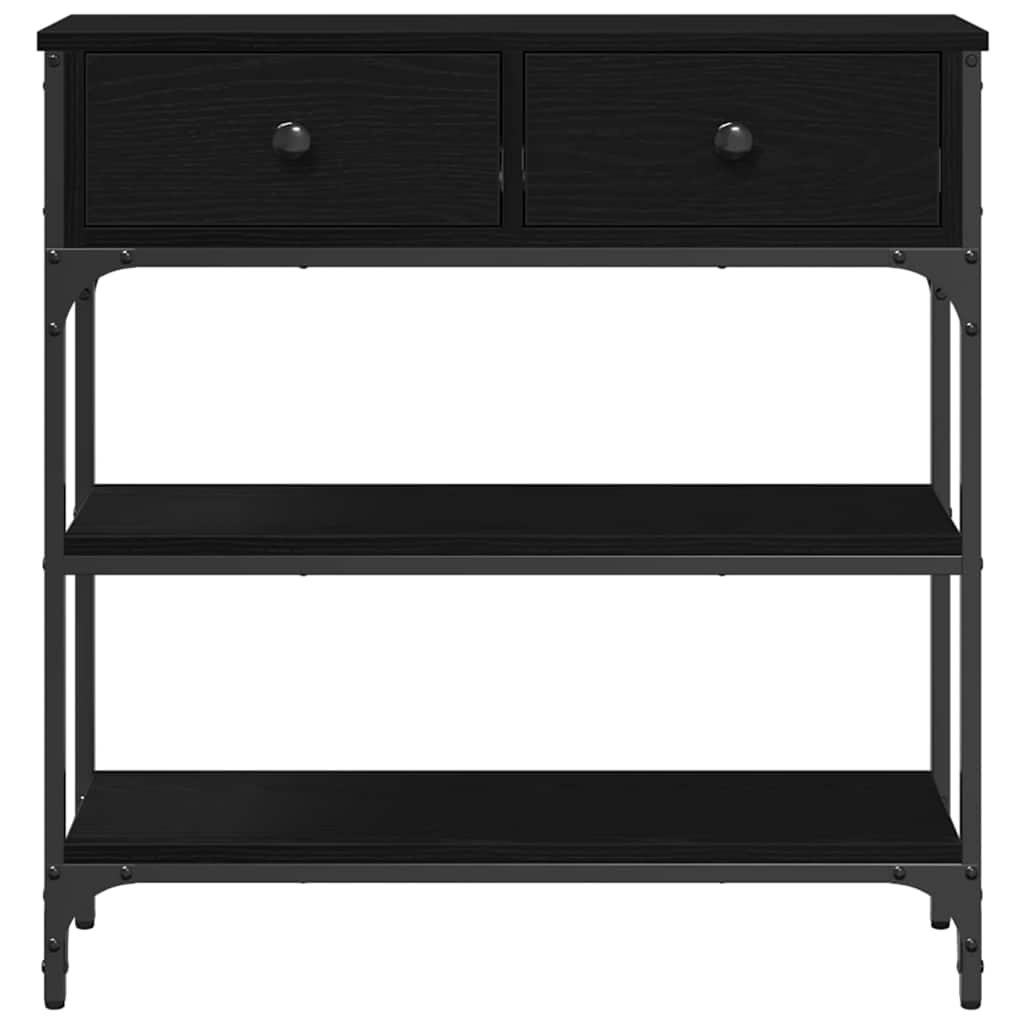 Konsoles galds ar atvilktnēm melns ozols 72,5 x 25 x 75 cm