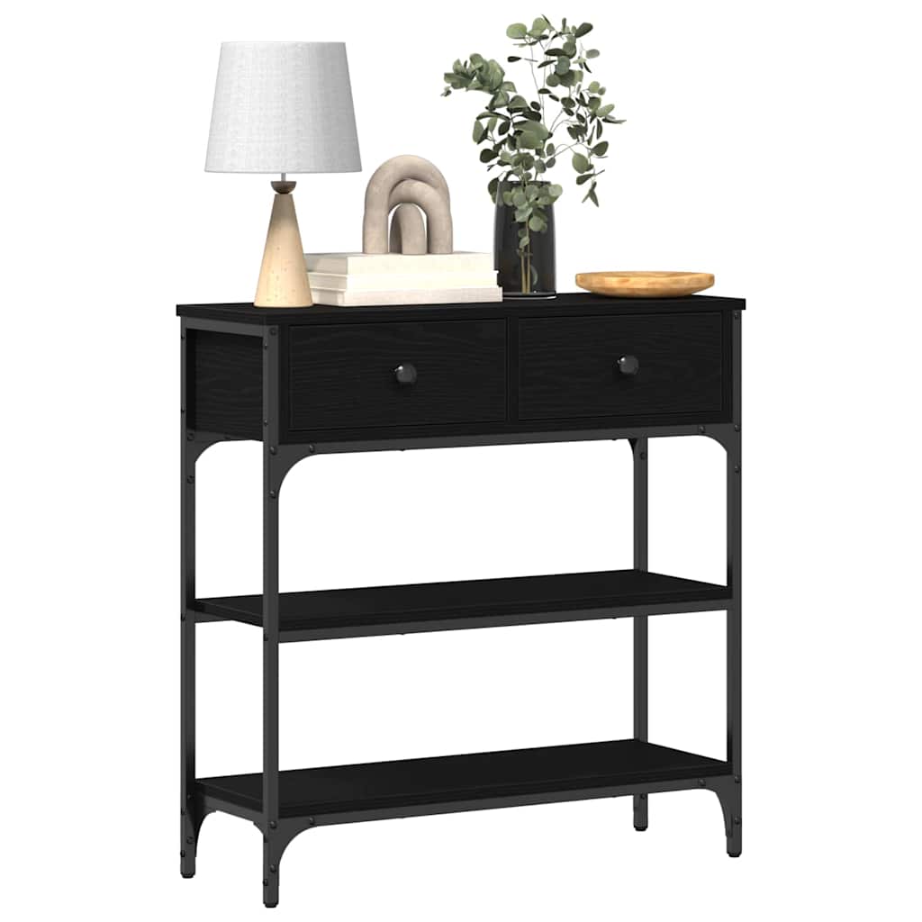 Konsoles galds ar atvilktnēm melns ozols 72,5 x 25 x 75 cm