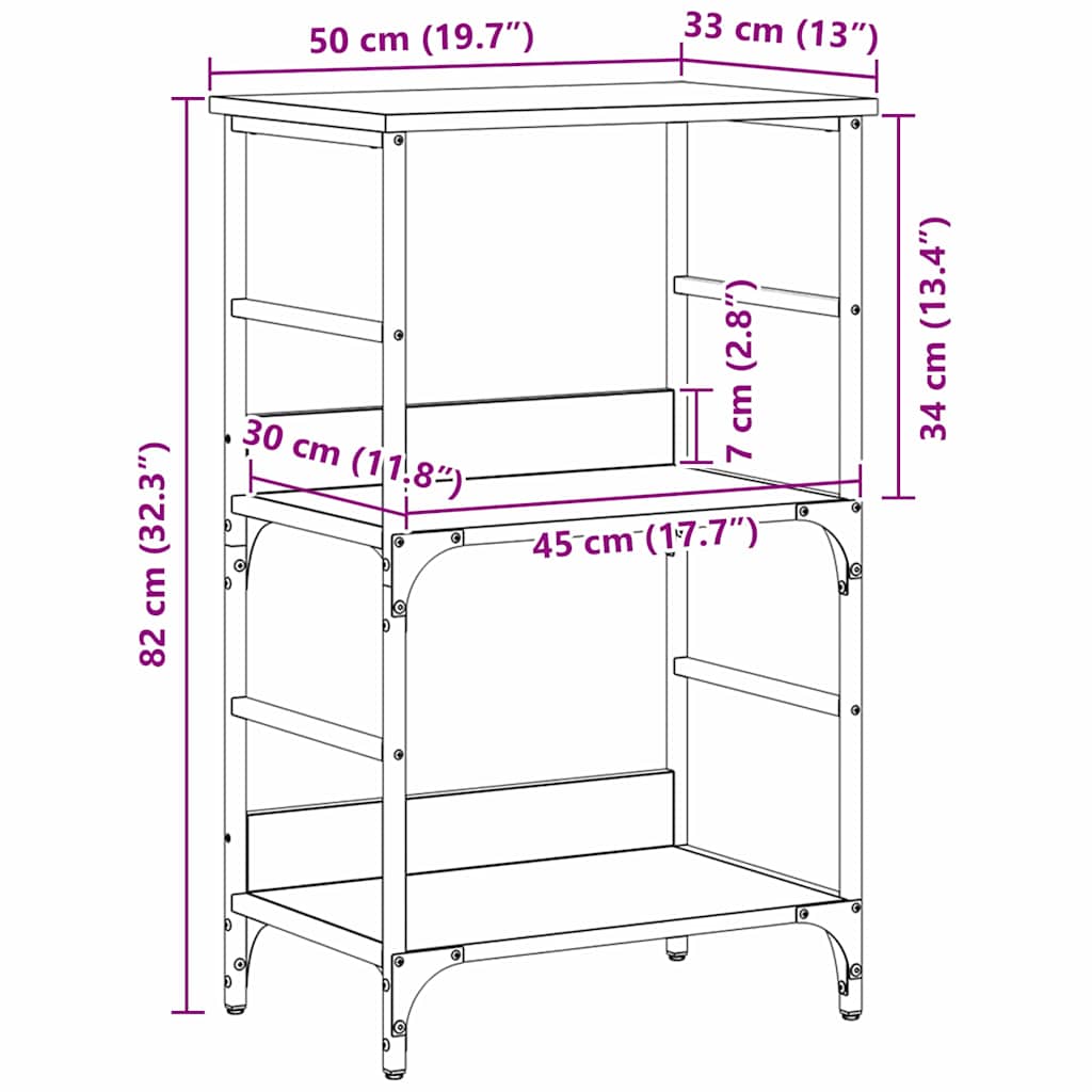Grāmatu plaukts melns ozols 50x33x82cm Apstrādāta koksne