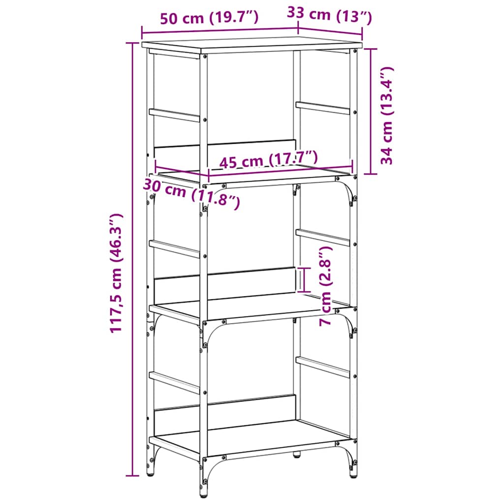 Bookshelf black oak 50x33x117.5cm Engineered wood