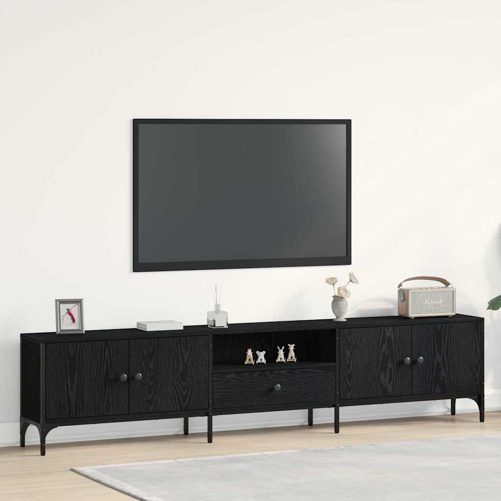 TV skapītis ar atvilktnēm melns ozols 200 x 25 x 44 cm