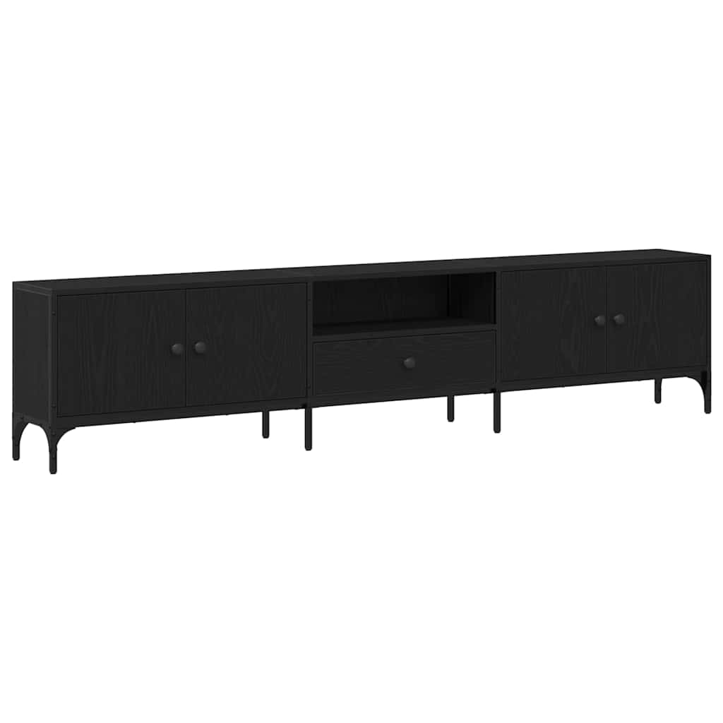TV skapītis ar atvilktnēm melns ozols 200 x 25 x 44 cm