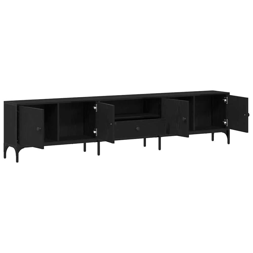 TV skapītis ar atvilktnēm melns ozols 200 x 25 x 44 cm
