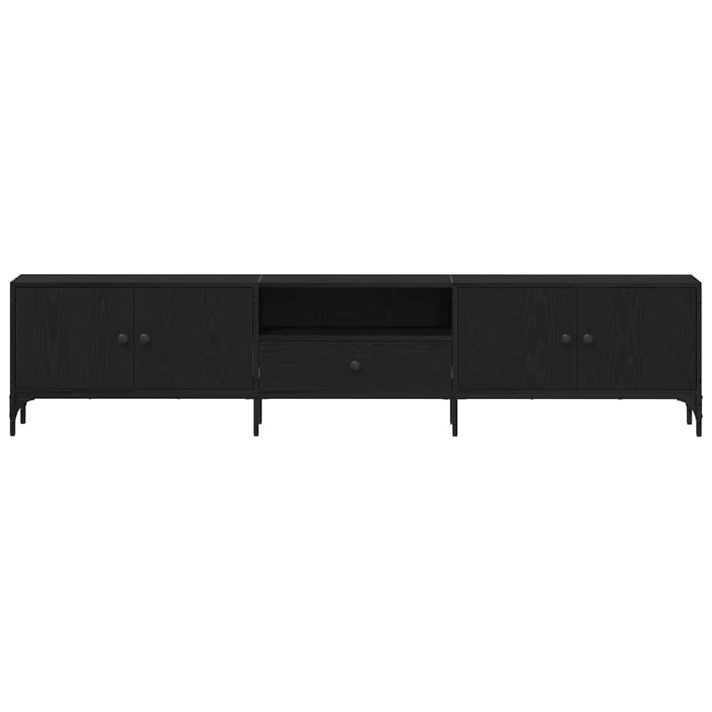 TV skapītis ar atvilktnēm melns ozols 200 x 25 x 44 cm