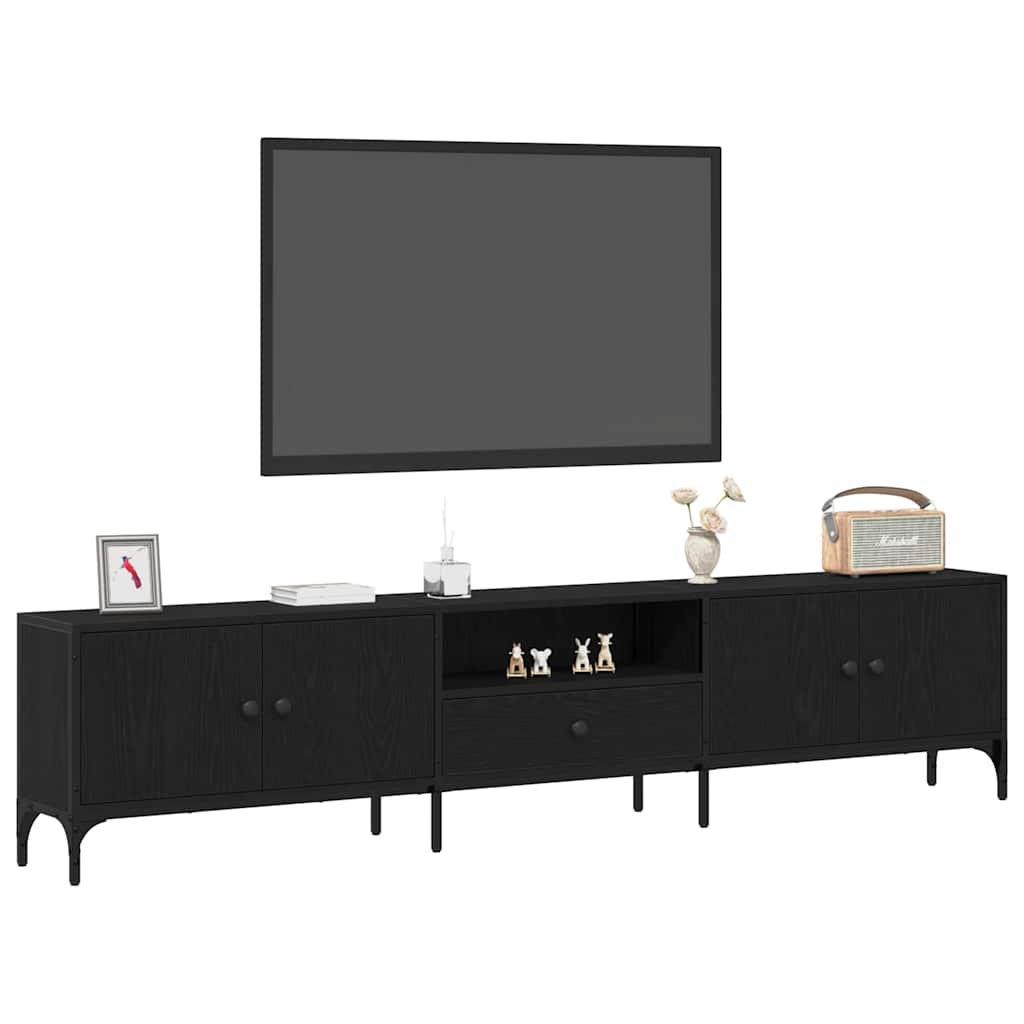 TV skapītis ar atvilktnēm melns ozols 200 x 25 x 44 cm