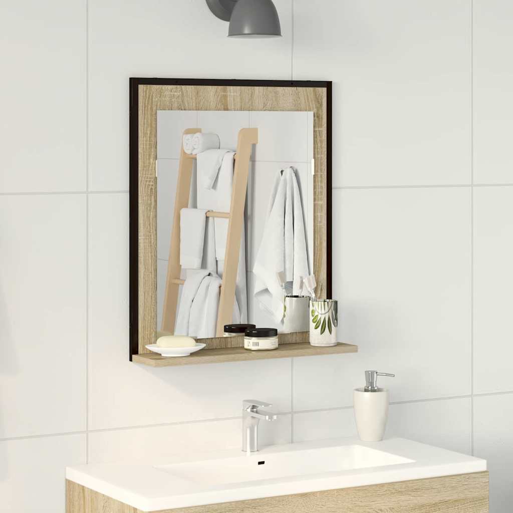 Bathroom Mirror with Shelf and Storage Black 50 x 12 x 60 cm