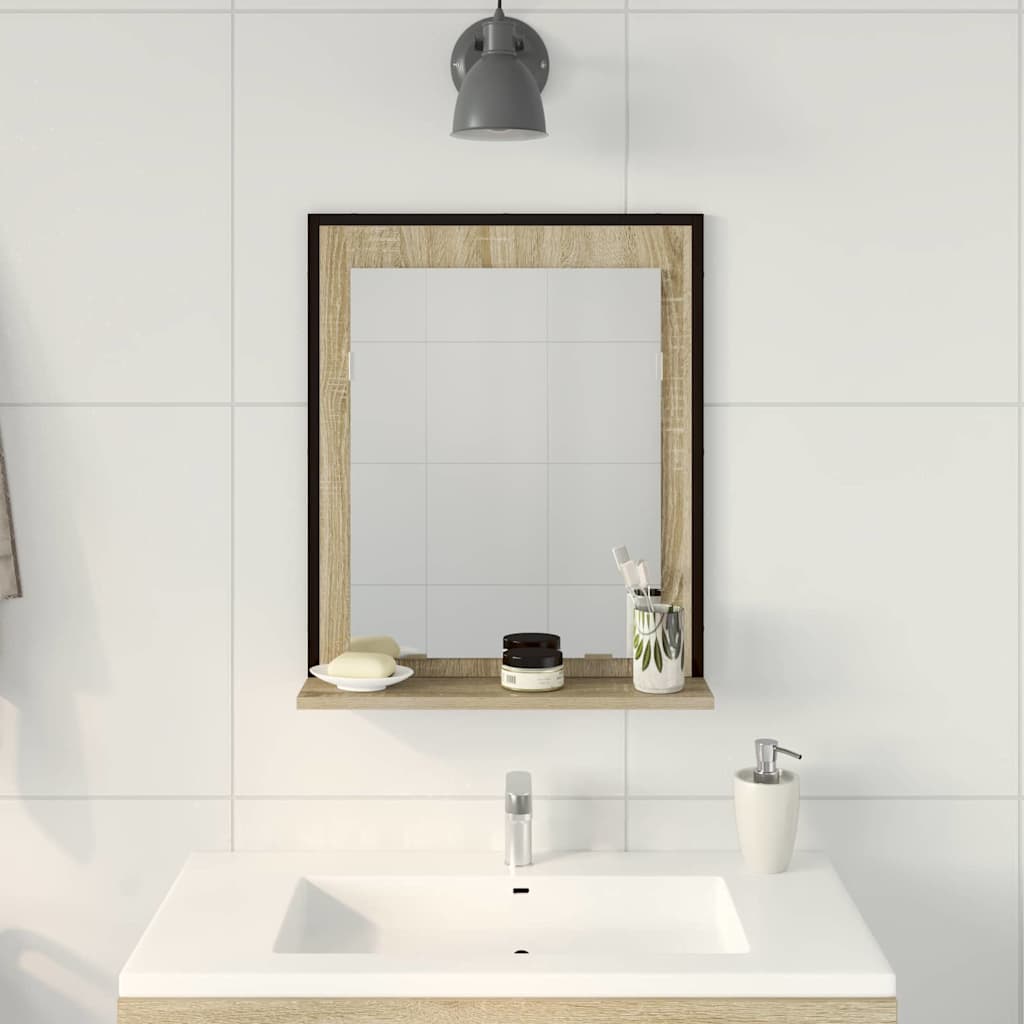 Bathroom Mirror with Shelf and Storage Black 50 x 12 x 60 cm
