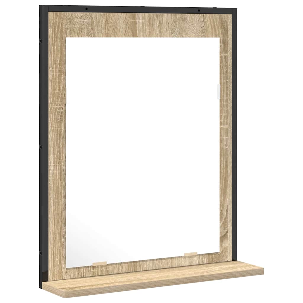 Bathroom Mirror with Shelf and Storage Black 50 x 12 x 60 cm