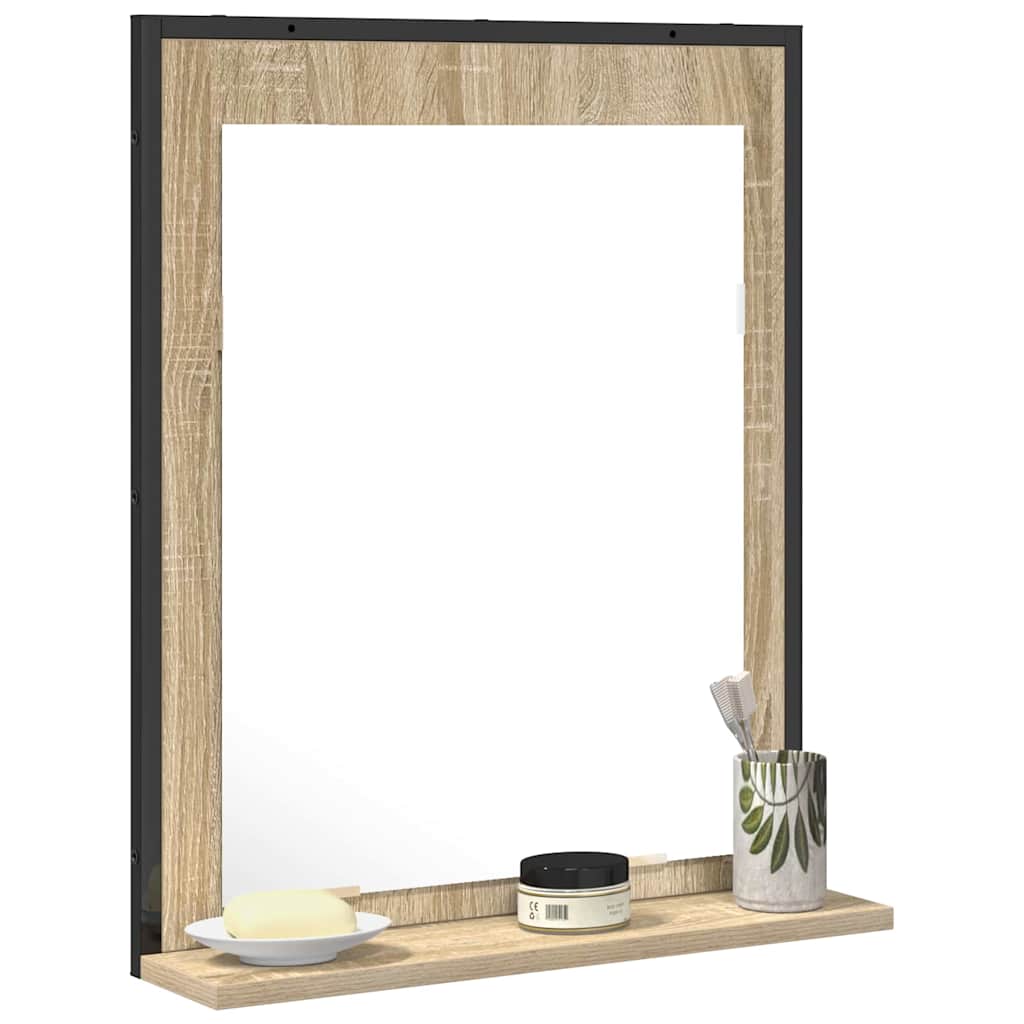 Bathroom Mirror with Shelf and Storage Black 50 x 12 x 60 cm