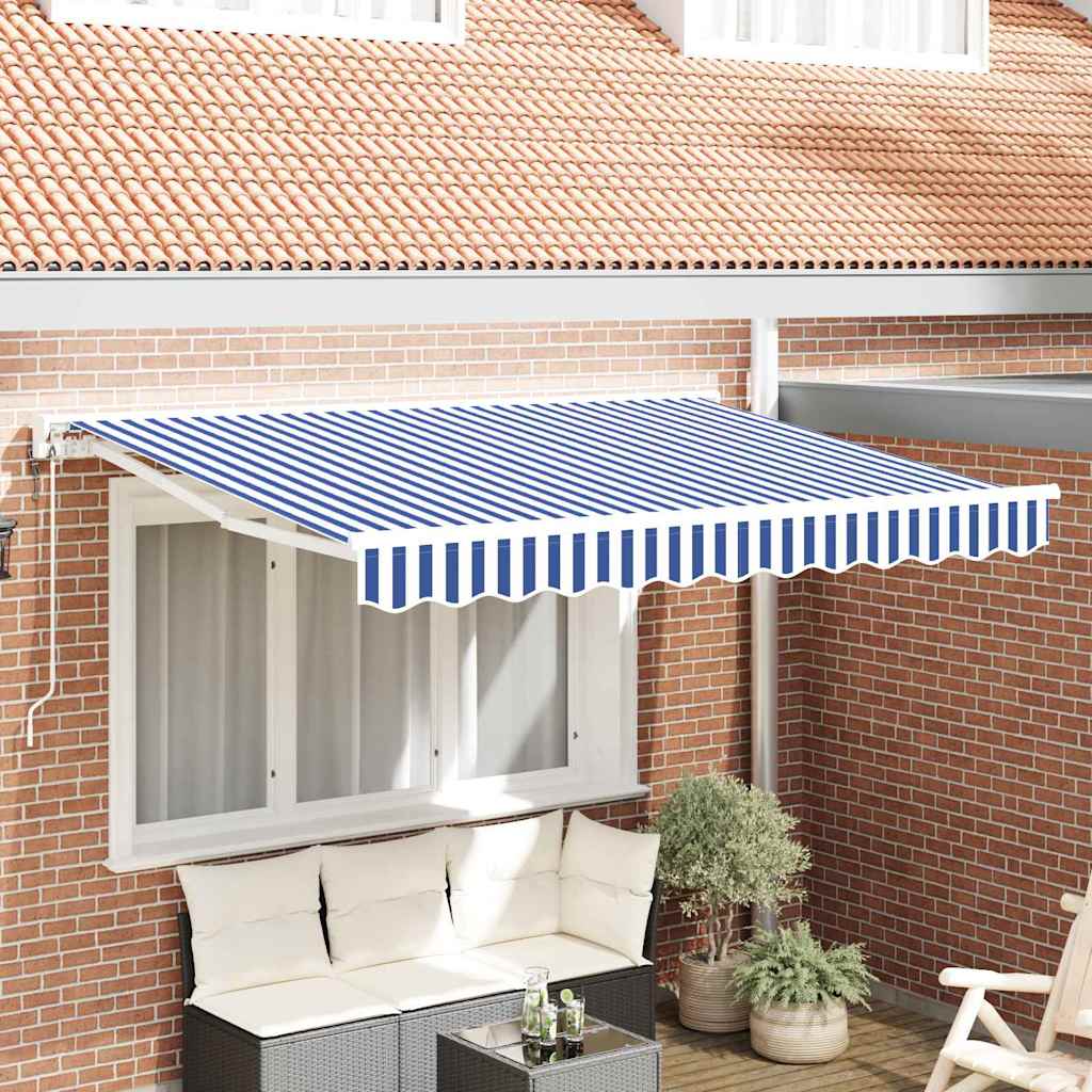 Retractable Awning Blue and White 250 x 200 cm