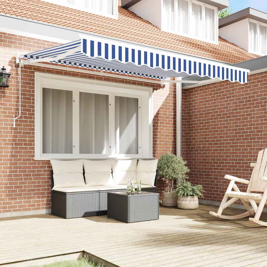 Retractable Awning Blue and White 250 x 200 cm
