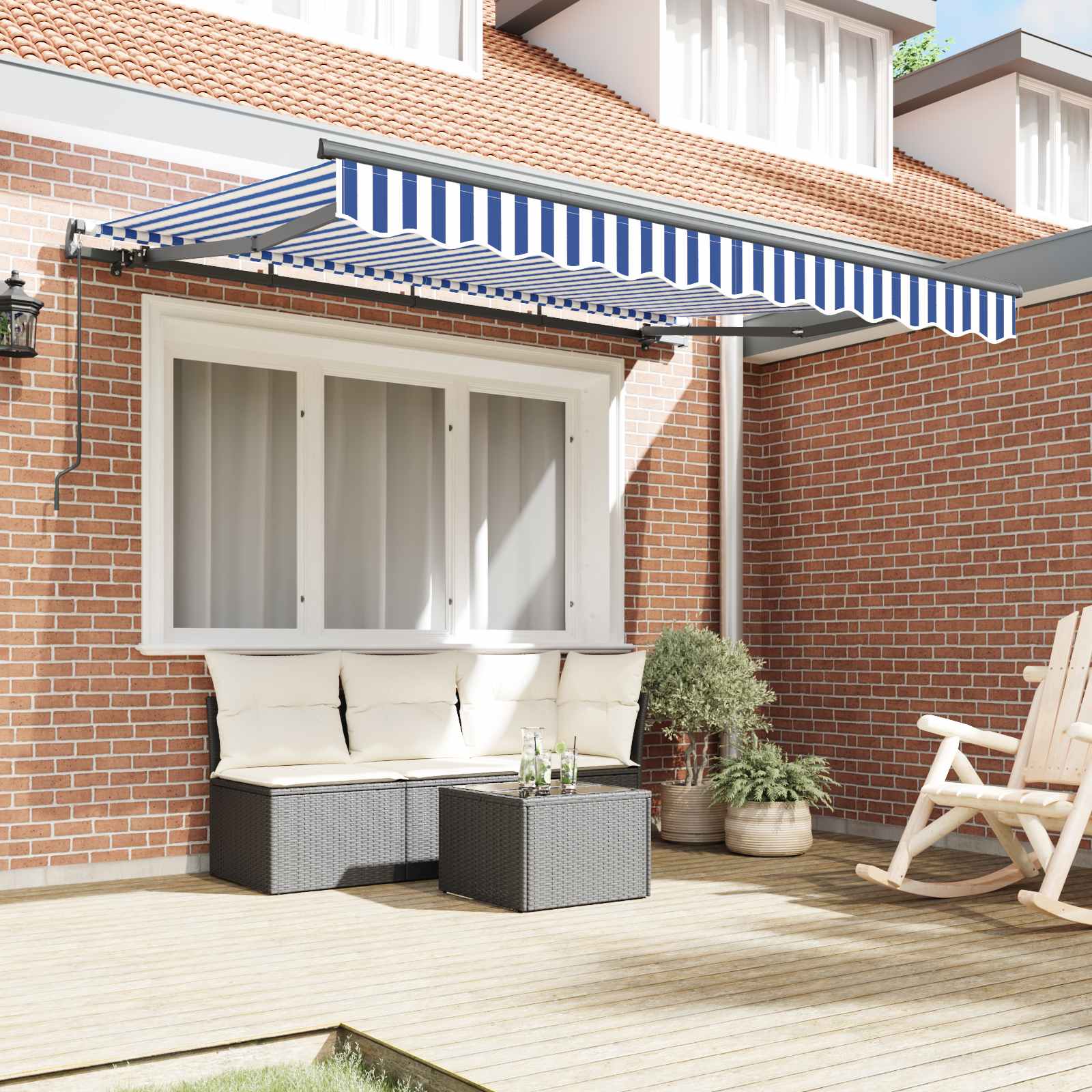 Retractable Awning Blue 250 x 200 cm Fabric