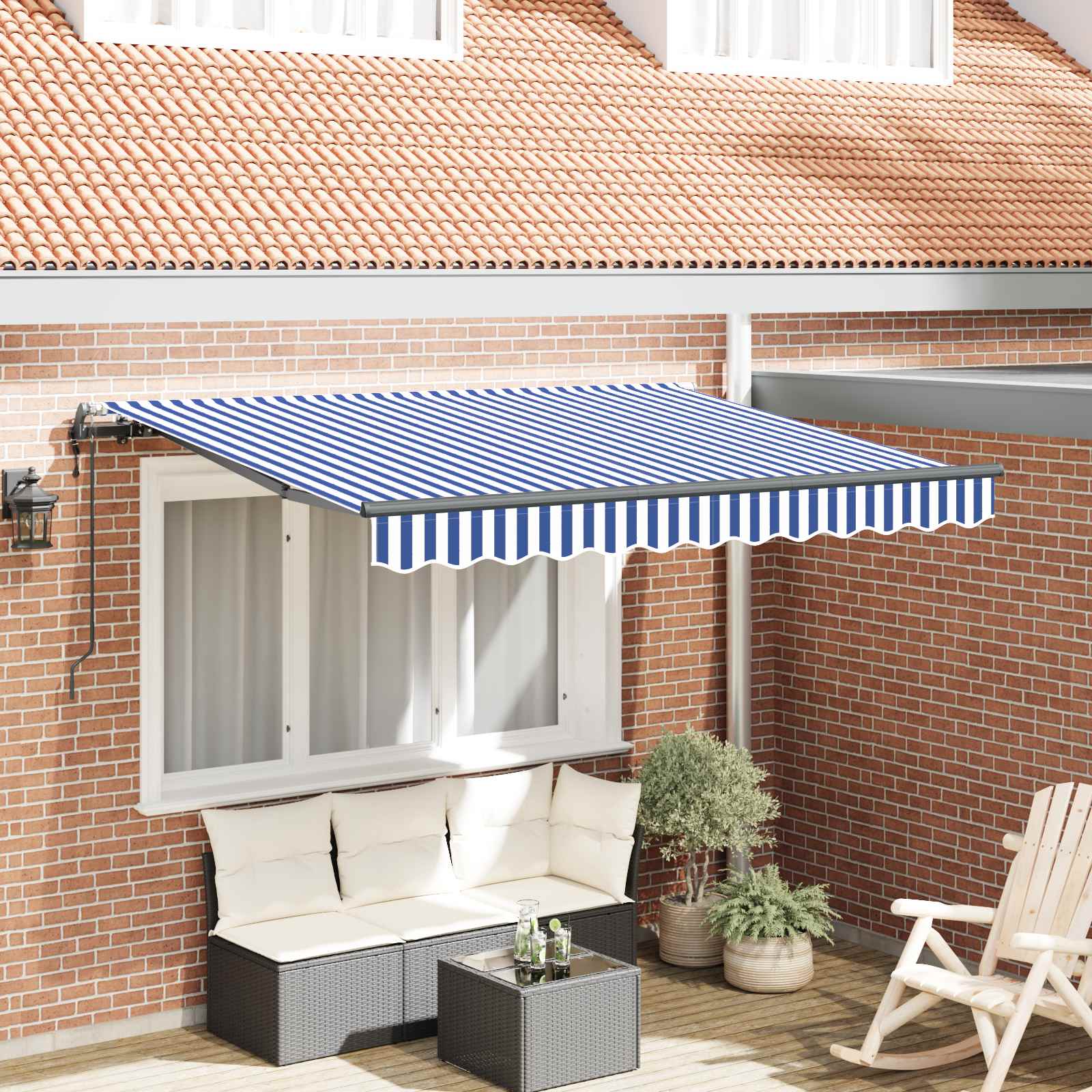 Retractable Awning Blue 250 x 200 cm Fabric