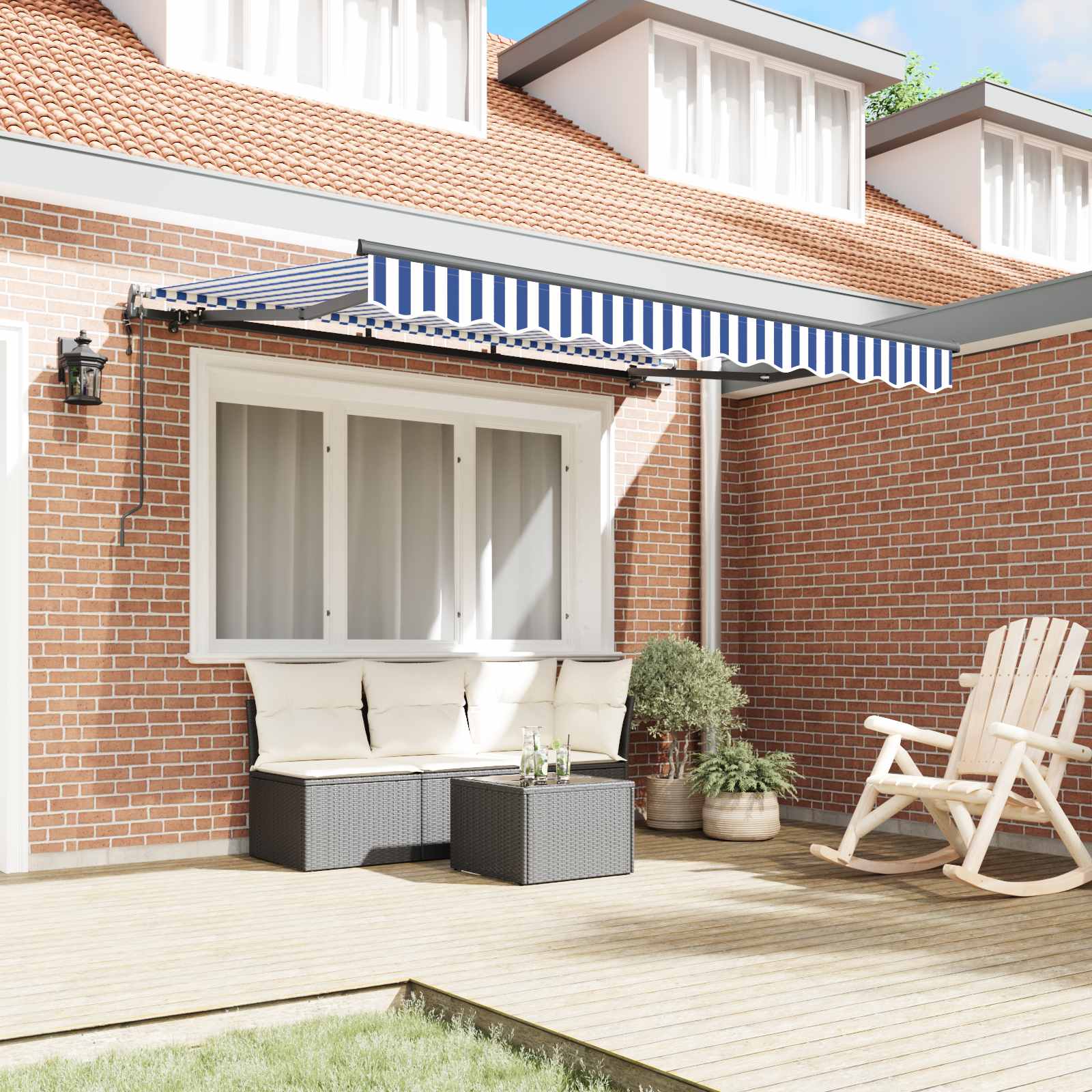 Retractable Awning Blue 250 x 200 cm Fabric