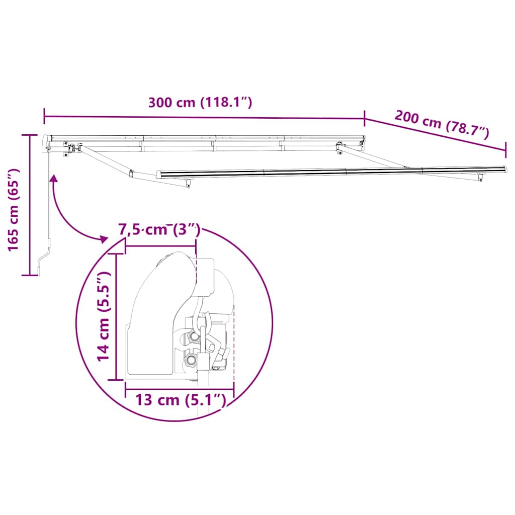 Retractable Awning Cream 300 x 200 cm fabric