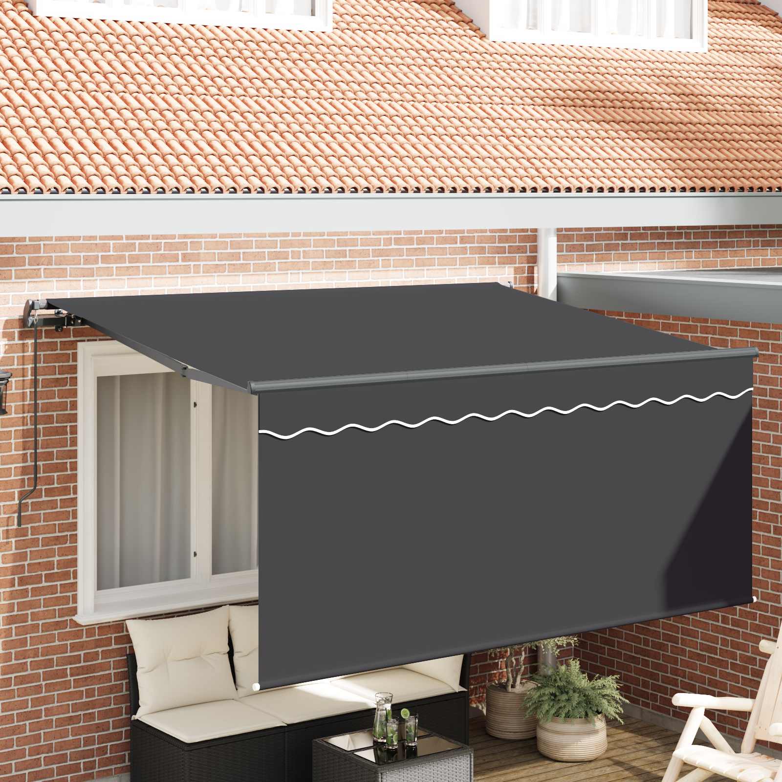 Ištraukiama markizė Dryžuotas Antracitas 300 x 200 cm audinys