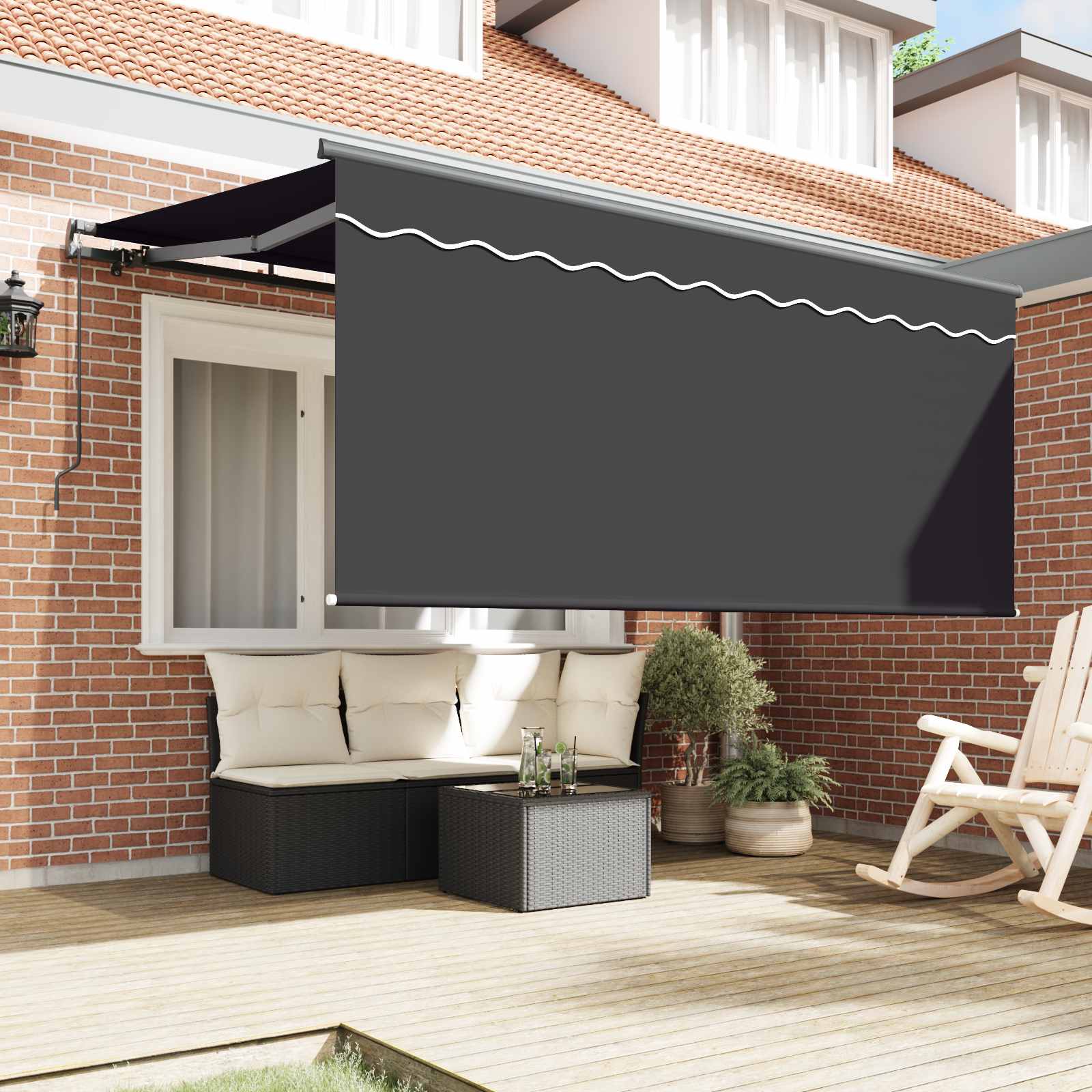 Ištraukiama markizė Dryžuotas Antracitas 300 x 200 cm audinys