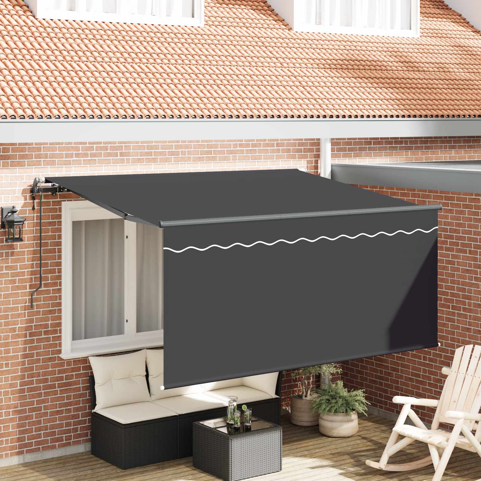 Retractable Awning Striped Anthracite 300 x 200 cm fabric
