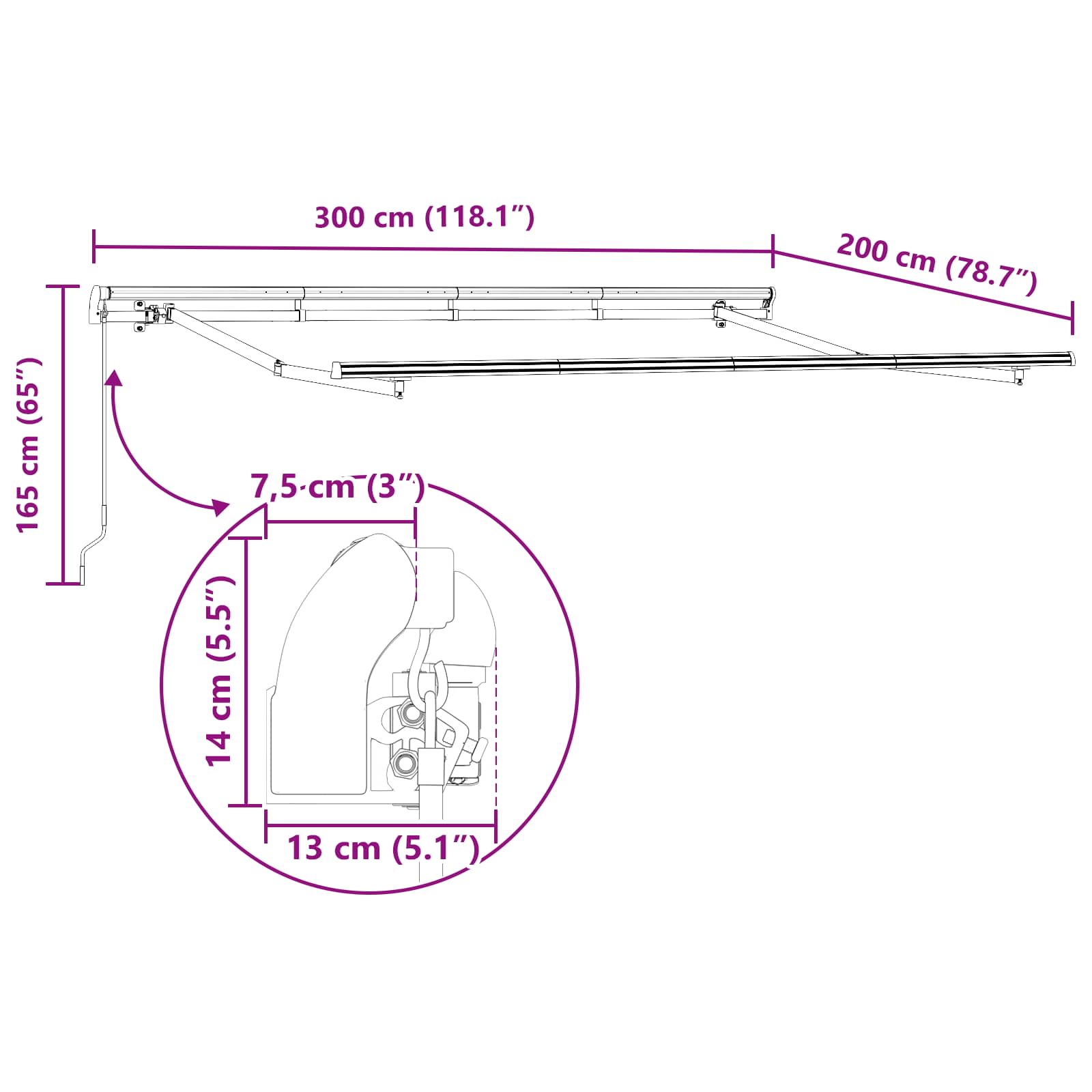 Ištraukiama markizė Ruda 300 x 200 cm audinys