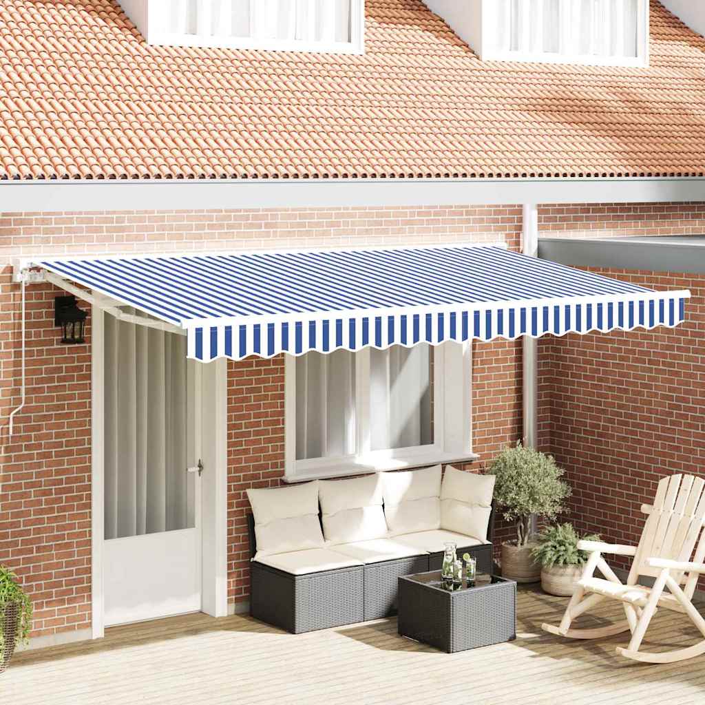 Retractable Awning Blue and White 350 x 200 cm