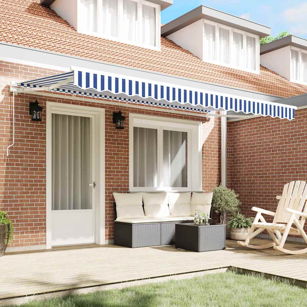 Retractable Awning Blue and White 350 x 200 cm
