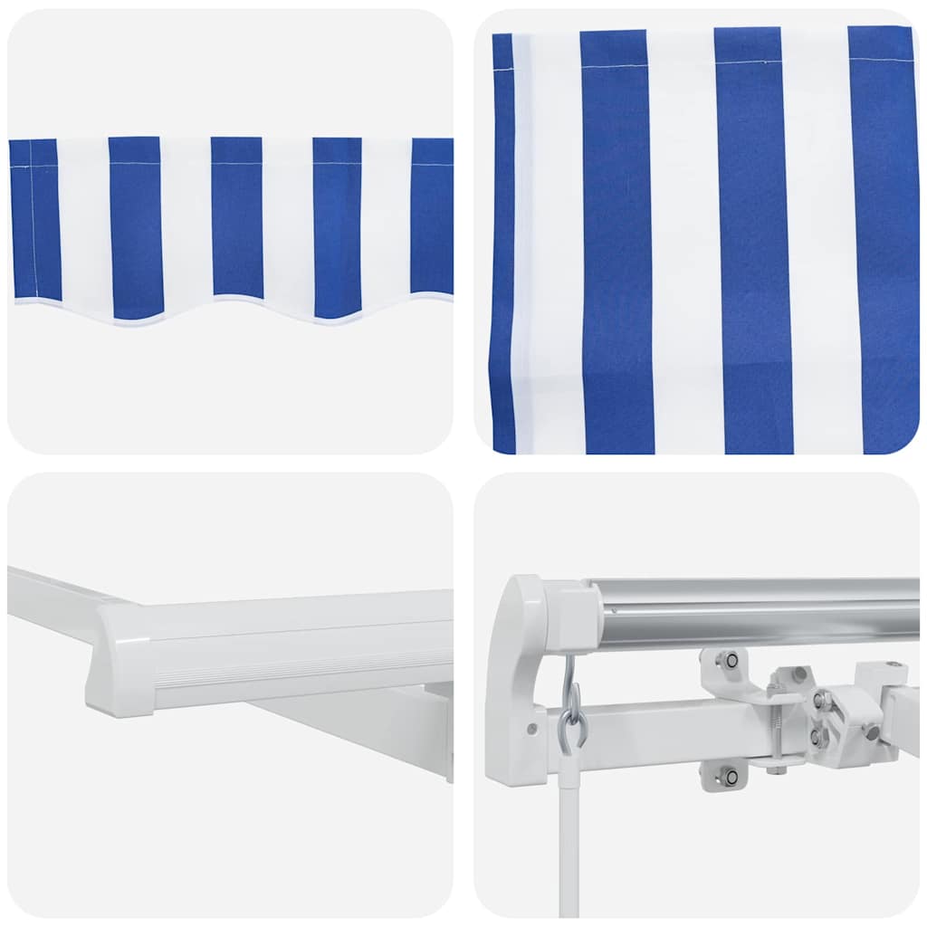 Retractable Awning Striped Blue 350 x 200 cm Fabric