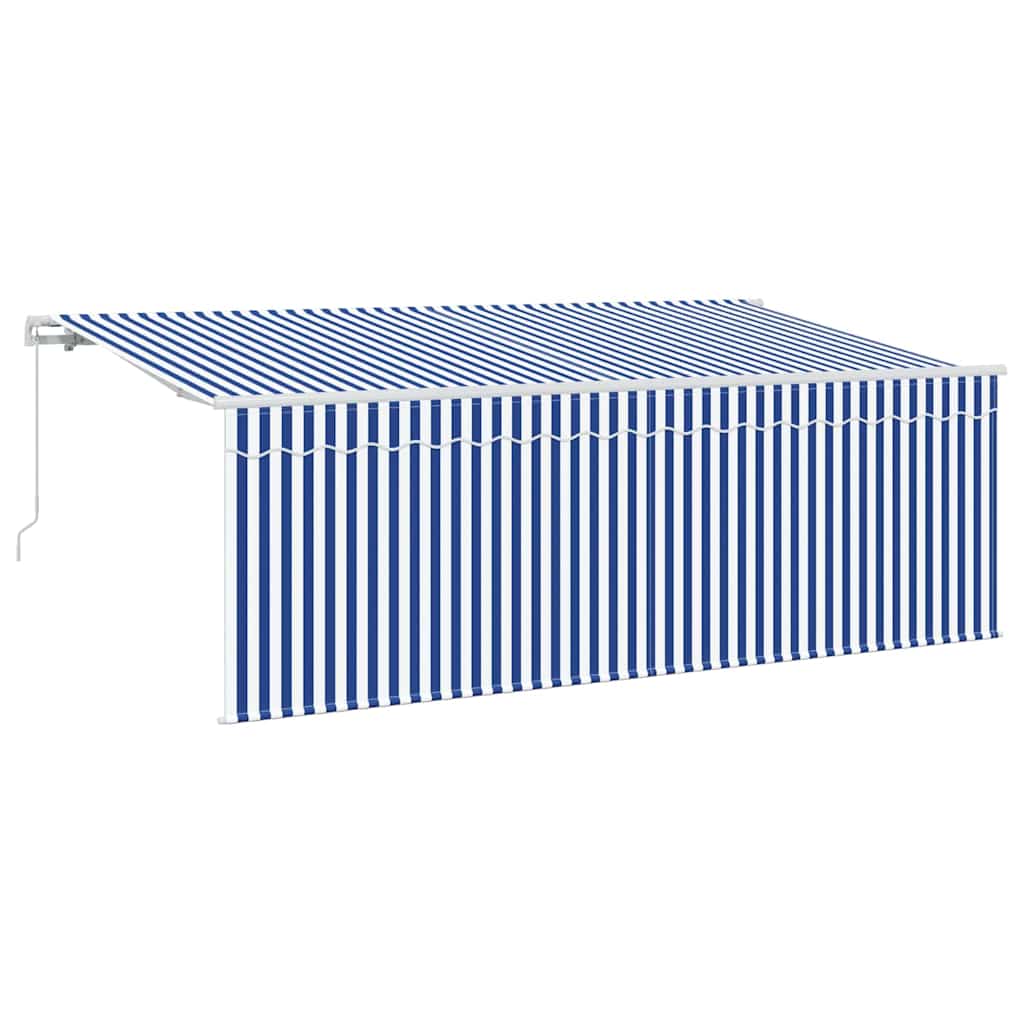 Retractable Awning Striped Blue 350 x 200 cm Fabric