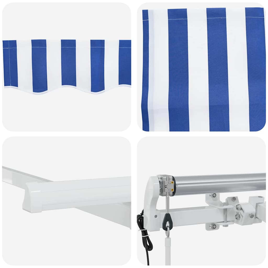 Retractable Awning Striped Blue 350 x 200 cm Fabric