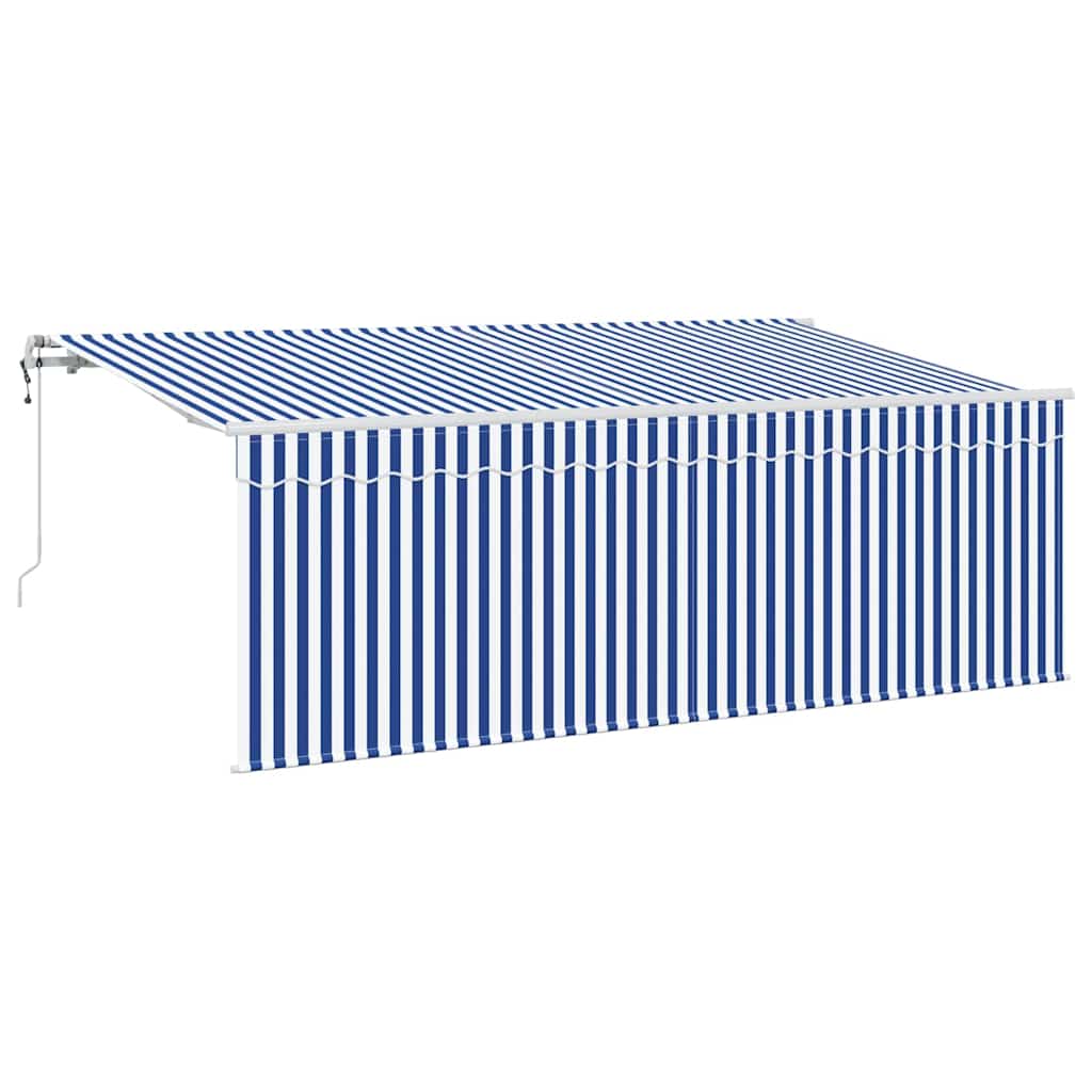 Retractable Awning Striped Blue 350 x 200 cm Fabric