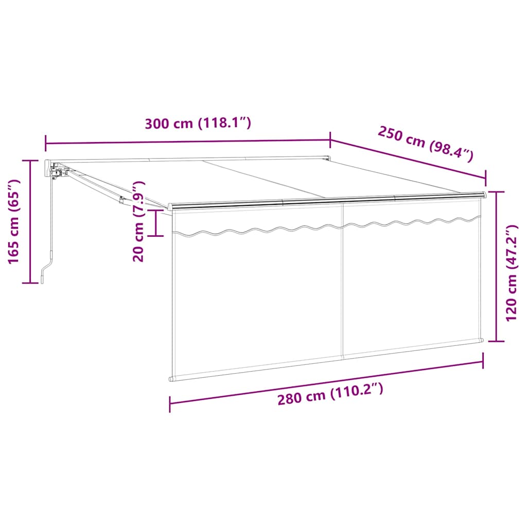 Ištraukiama markizė Antracito 300 x 250 cm Audinys