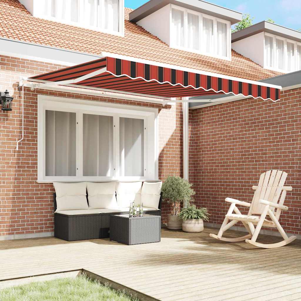 automatinė įtraukiama markizė oranžinė ir ruda 300x250 cm