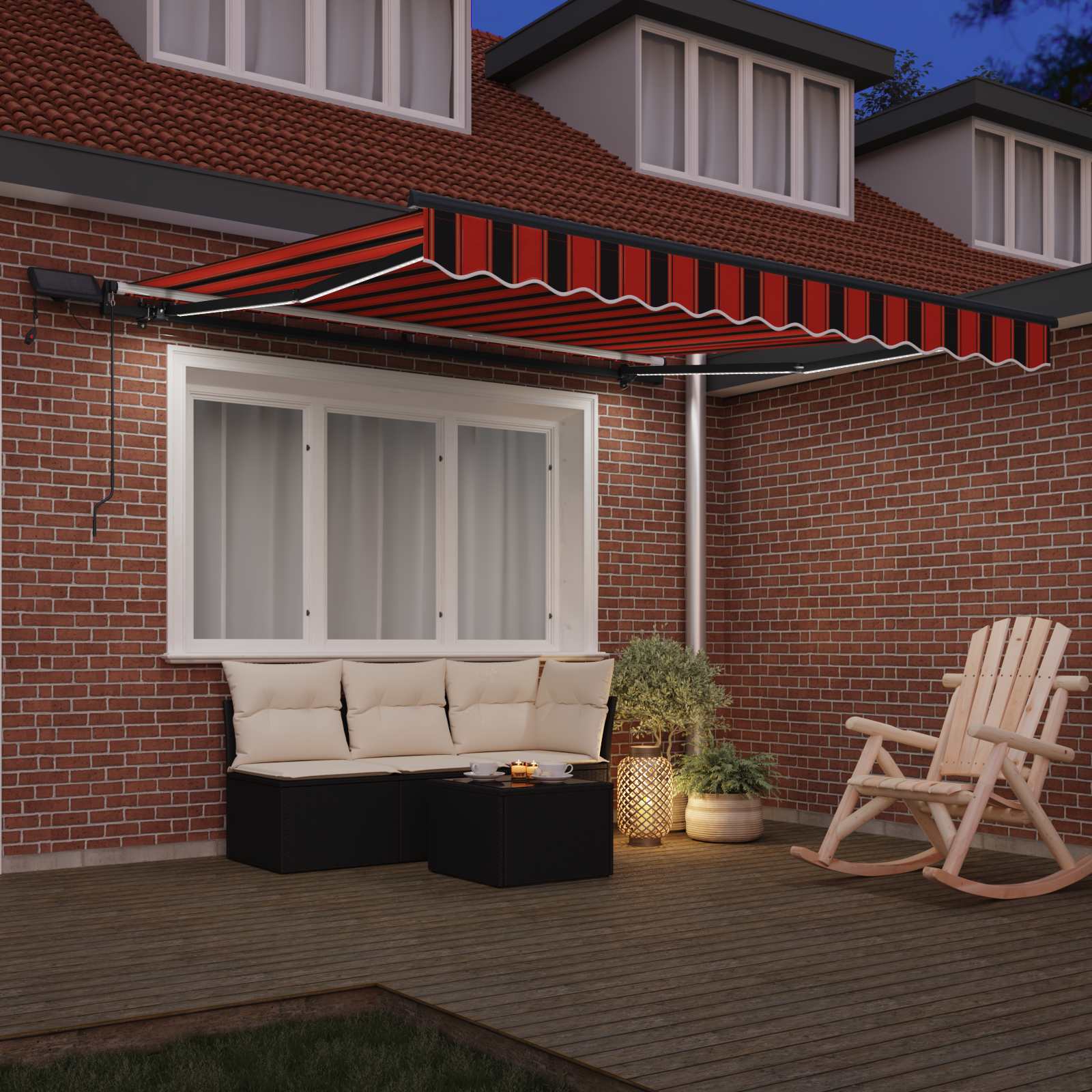 Retractable awning orange and brown 300 x 250 cm fabric