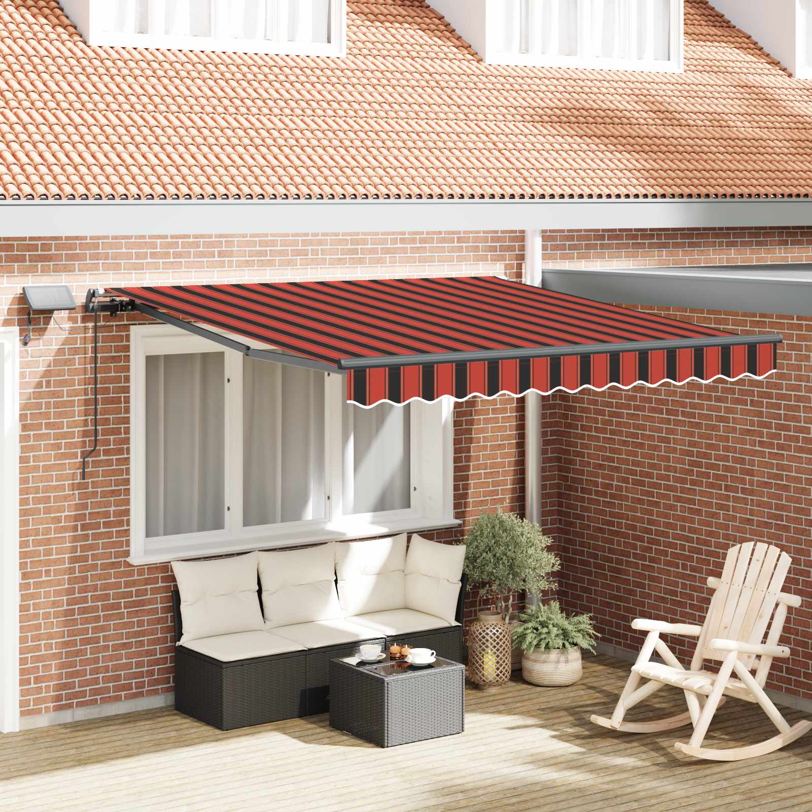 Retractable awning orange and brown 300 x 250 cm fabric