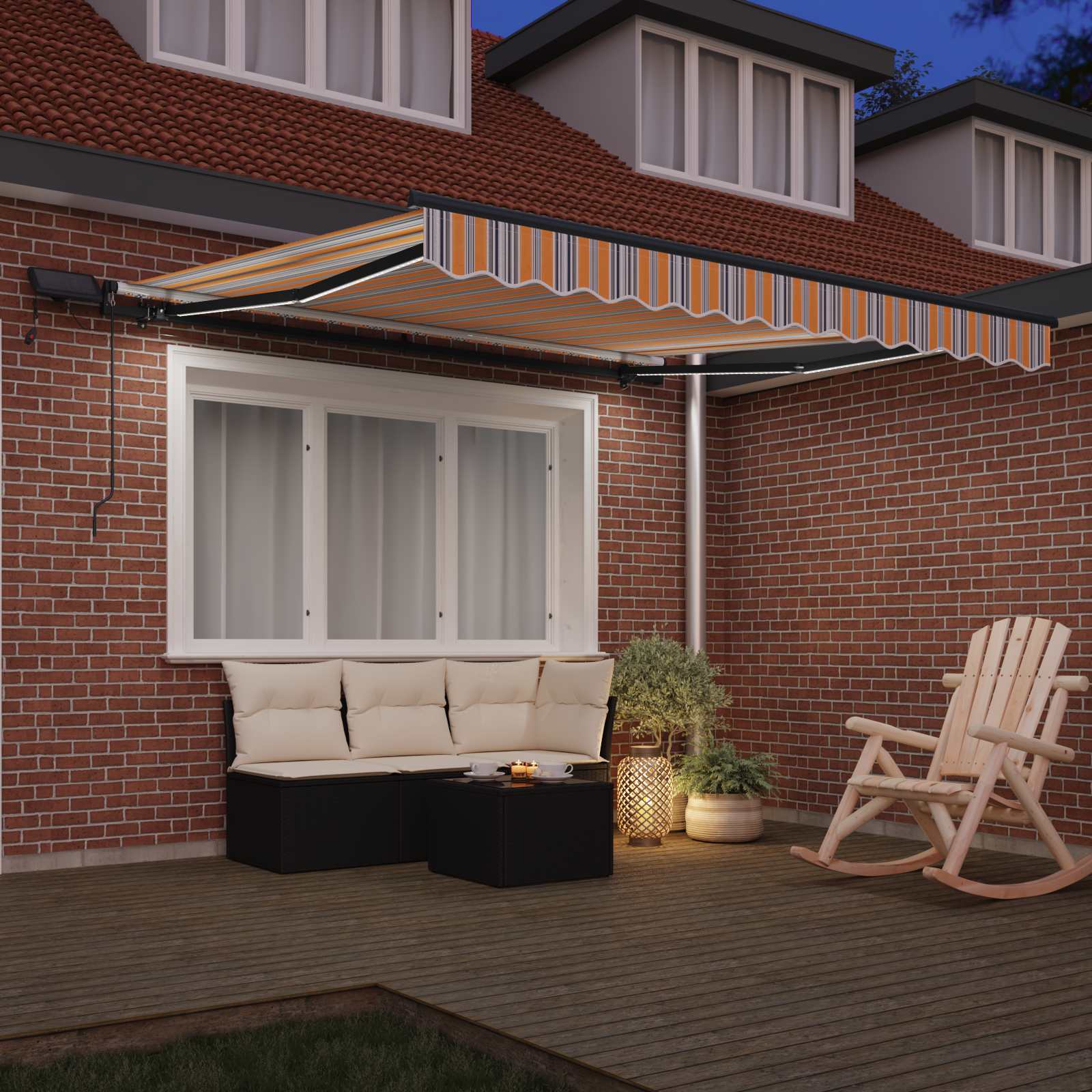 Retractable Awning Multicolour 300 x 250 cm Fabric