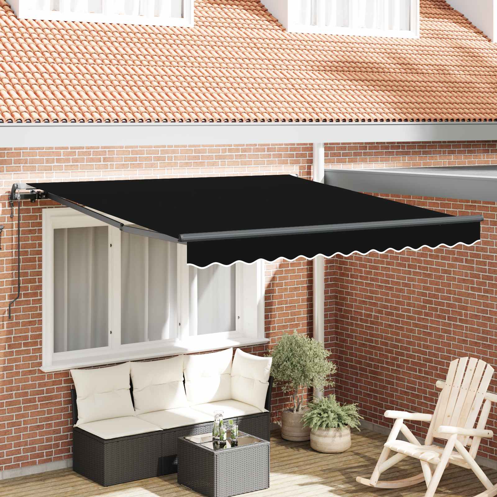 Izvelkama markīze melnā krāsā 300 x 250 cm Audums un alumīnijs